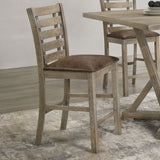 Set of 2 Dining Counter Height Chairs Modern Farmhouse Rustic Look Distressed Design Ladderback Solid Wood - V.I.P Digital Presence