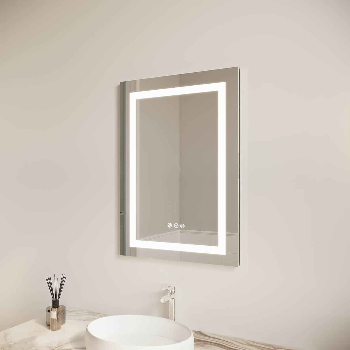 26x20 inch Bathroom Medicine Cabinet with LED Mirror, Anti-Fog, Waterproof3000K~6000K Single Door Lighted Bathroom Cabinet with Touch SwichDimmable Recessed or Surface Mount (Right Door) - V.I.P Digital Presence