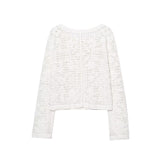 Style Women's Fashion Casual Long Sleeve Single Breasted Crochet Jacket - V.I.P Digital Presence