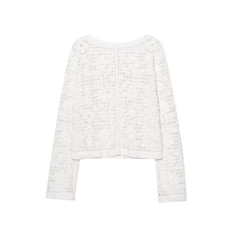Style Women's Fashion Casual Long Sleeve Single Breasted Crochet Jacket - V.I.P Digital Presence