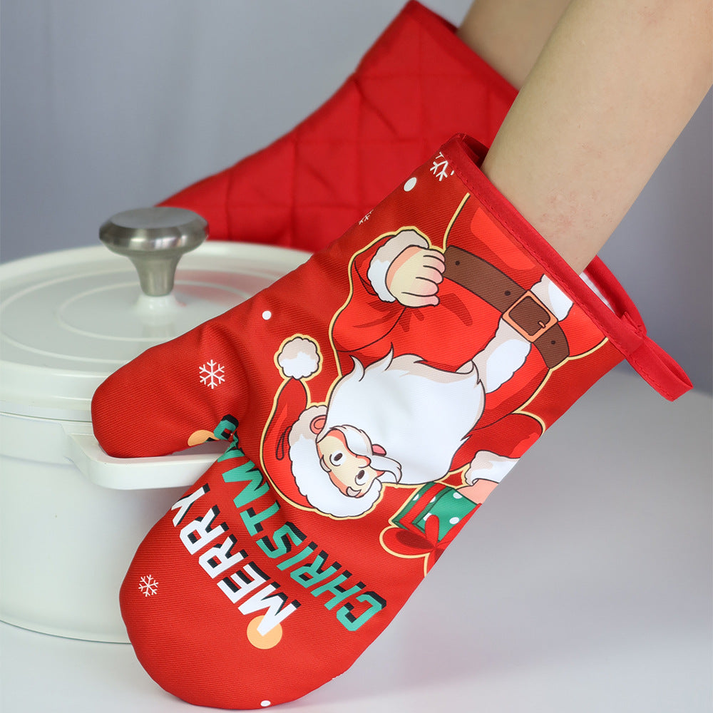 Christmas series insulated gloves, oven gloves, kitchen baking oven gloves, insulated and heat-resistant gloves - V.I.P Digital Presence