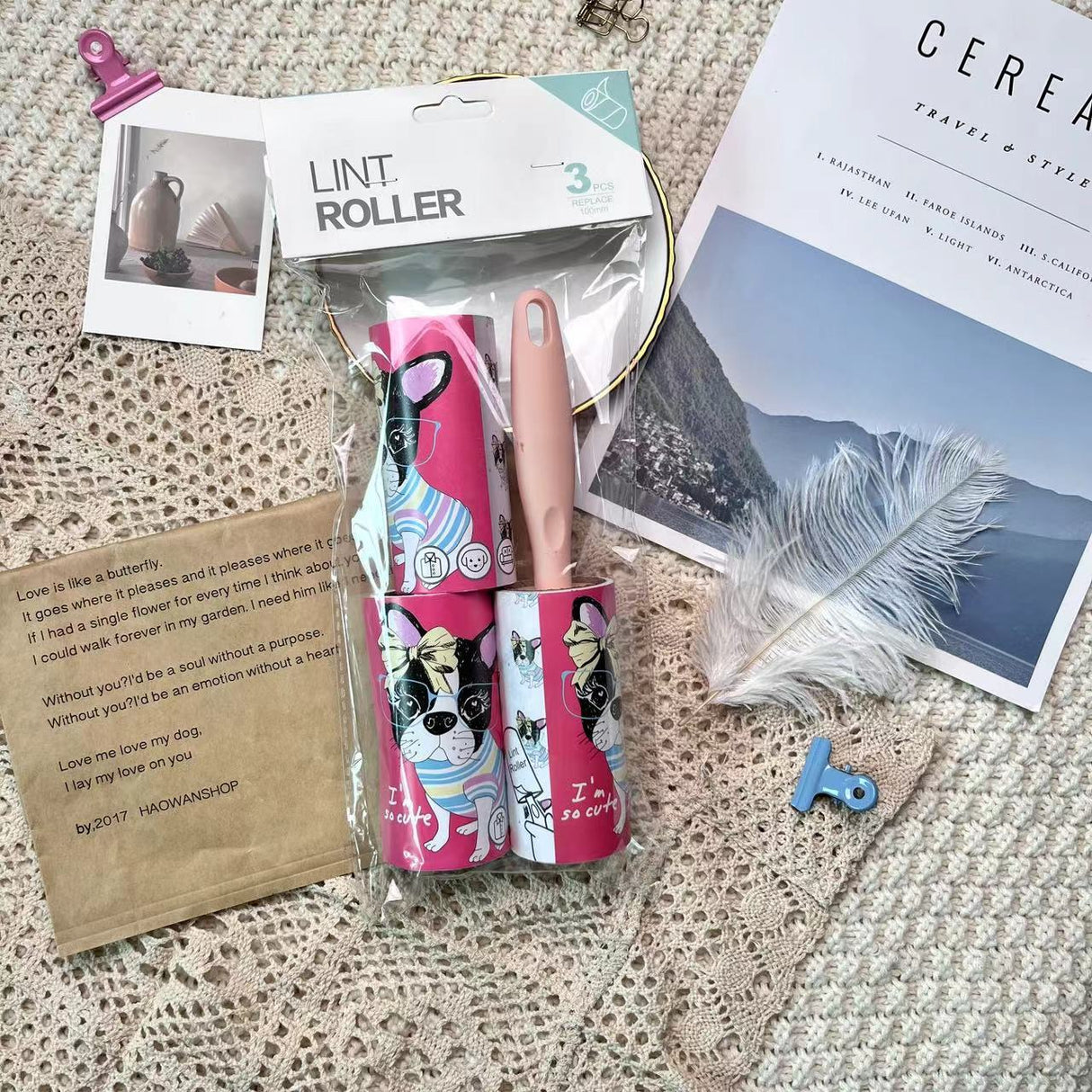 Cartoon pattern lint remover lint roller dust removal paper tearable clothing lint remover - V.I.P Digital Presence