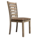 Set of 2 Dining Chairs Modern Farmhouse Rustic Look Distressed Design Ladderback Solid Wood - V.I.P Digital Presence