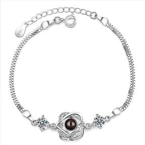 Customized color photo projection s925 pure silver six pointed star bracelet with 100 languages for birthday commemoration - V.I.P Digital Presence