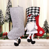 Christmas Day Decoration Red Black White Grid Faceless Forester Christmas Socks Dwarf Hanging Doll Candy Gift Bag - V.I.P Digital Presence