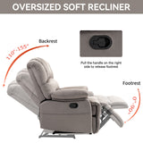 Large Manual Recliner Chair in Fabric for Living Room, Grey - V.I.P Digital Presence