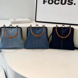 Small handbag women's handbag handmade denim splicing hand-held crossbody bag single shoulder bag small shoulder bag - V.I.P Digital Presence