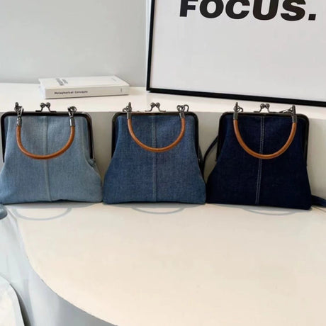 Small handbag women's handbag handmade denim splicing hand-held crossbody bag single shoulder bag small shoulder bag - V.I.P Digital Presence
