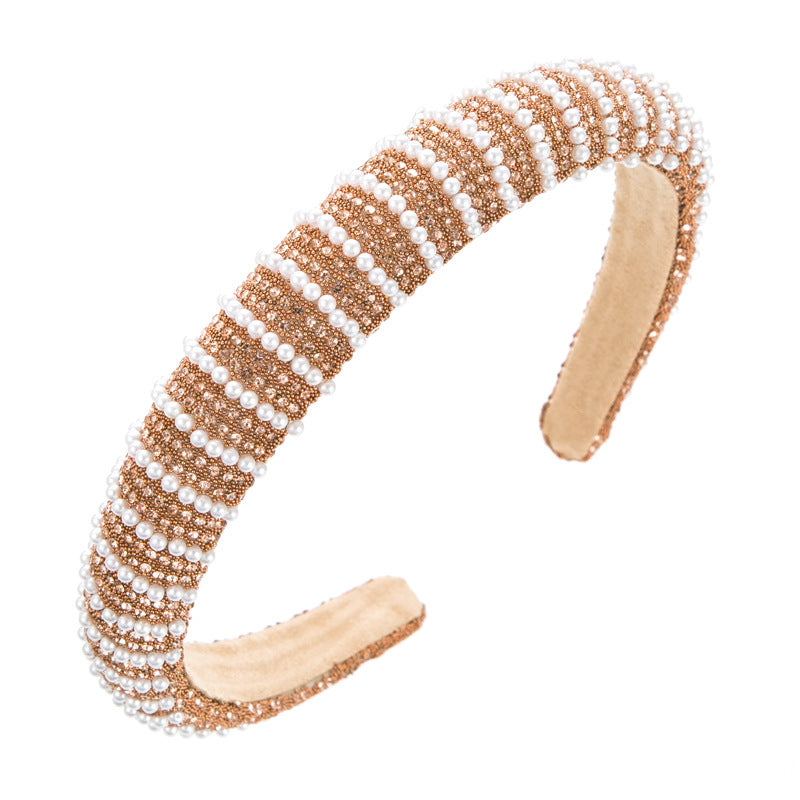 New Full Diamond Headband Pearl Rhinestone Fashion Headband Versatile Hair Accessories For Going Out - V.I.P Digital Presence