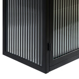 27.56"Glass Doors Modern Two-door Wall Cabinet with Featuring Three-tier Black