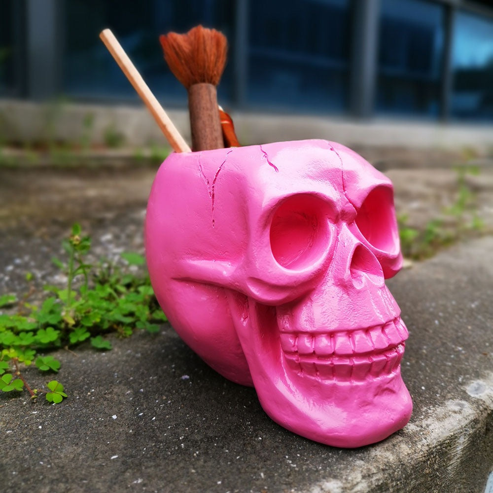 Black Skull Storage Pen Holder for Human Skull Makeup Pen - V.I.P Digital Presence