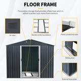 8ft x 10ft Outdoor Metal Storage Shed with Floor Base Black - V.I.P Digital Presence