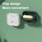 Non Perforated Wall Mounted Soap Storage Rack With Double Layer Drainage Flip Cover For Toilet Storage Household Soap Box - V.I.P Digital Presence