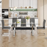 Dining table Modern tempered glass dining table Large modern office desk with silver plated metal legs and MDF crossbars - V.I.P Digital Presence