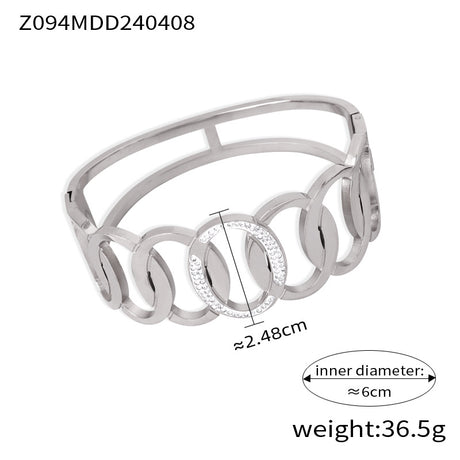 Fashion metal titanium steel bracelet with female geometric design and diamond studded spring buckle bracelet - V.I.P Digital Presence