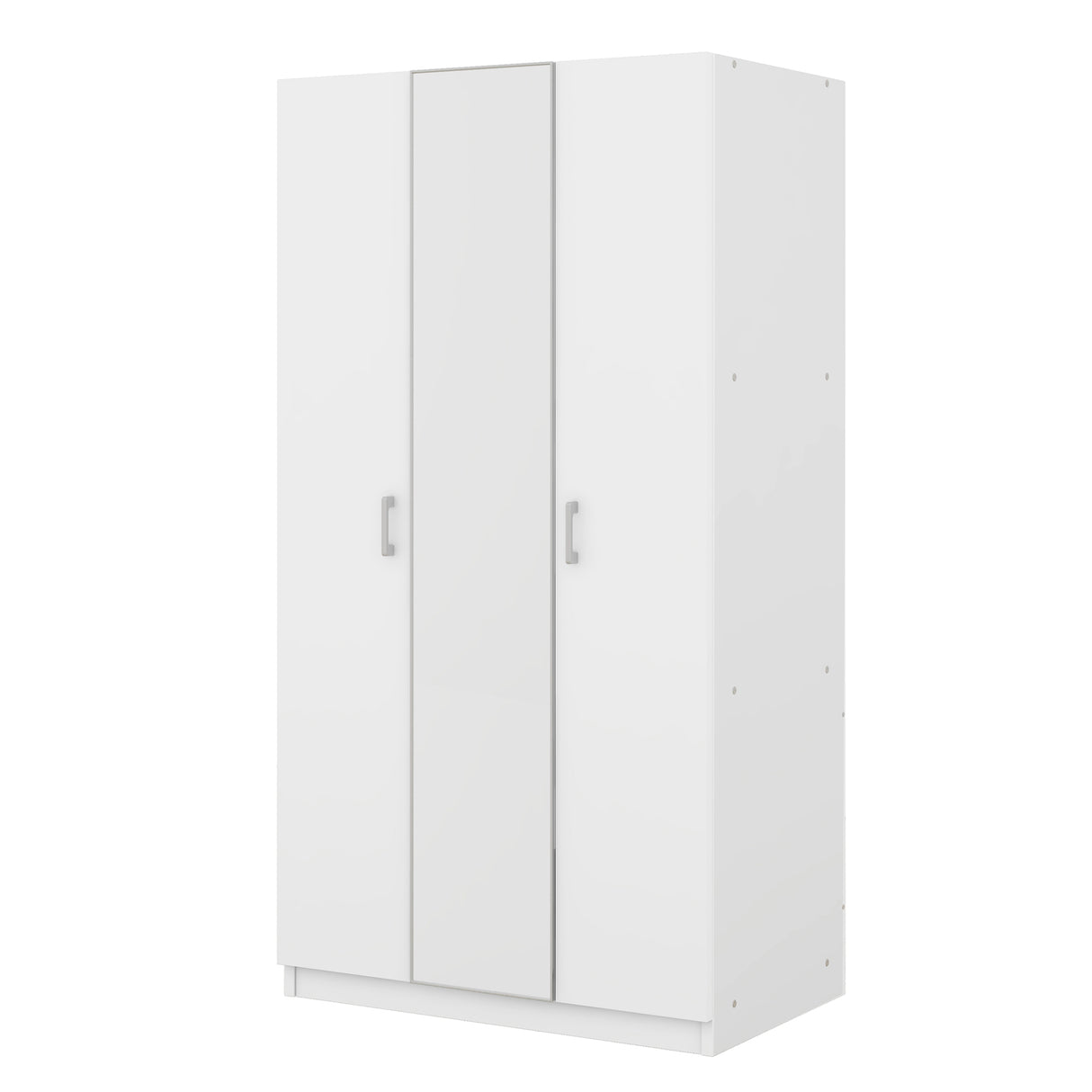 3 Door Wardrobe with Mirror, Armoire with Hanging Rod and 3 Fixed Shelves,White - V.I.P Digital Presence