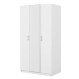 3 Door Wardrobe with Mirror, Armoire with Hanging Rod and 3 Fixed Shelves,White - V.I.P Digital Presence