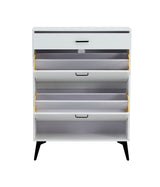 Shoe Cabinet , Shoe storage shelves, metal leg, White - V.I.P Digital Presence