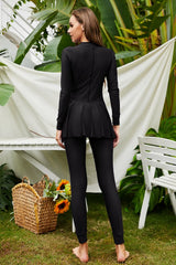 Mock Neck Long Sleeve One-Piece Swimwear - V.I.P Digital Presence