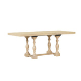 Traditional 6-Piece 78inch Trestle Extendable Dining Table Set with One 18inch Removable Leaf Padded Dining Chairs Bench,Natural - V.I.P Digital Presence