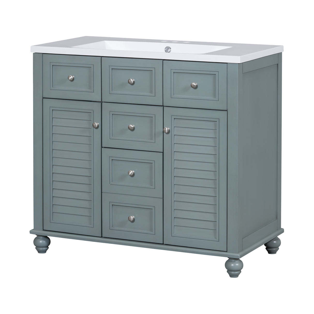36 inch modern mirror cabinet with adjustable shelves, 2 soft closing doors, and 6 drawer storage cabinet door organizers - V.I.P Digital Presence