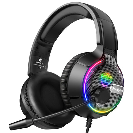 Head mounted gaming headset Soulbytes S19 wired RGB computer headset anchor gaming headset - V.I.P Digital Presence