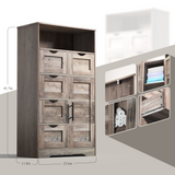 5 Drawers Storage Cabinet with Adjustable Shelves, Bathroom Cabinet with Doors, Floor Cabinet for Living Room Grey - V.I.P Digital Presence