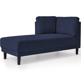 65" Mid-Century Modern Linen Fabric Corner Lounge Chair, Upholstered Indoor Chaise Lounge Solid Wood Sofa Bed for Bedroom - V.I.P Digital Presence