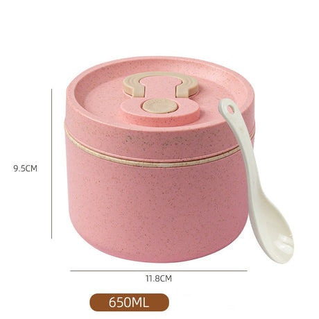 Sealed portable wheat straw insulated lunch box lunch box can be heated in microwave 650ml round lunch box - V.I.P Digital Presence