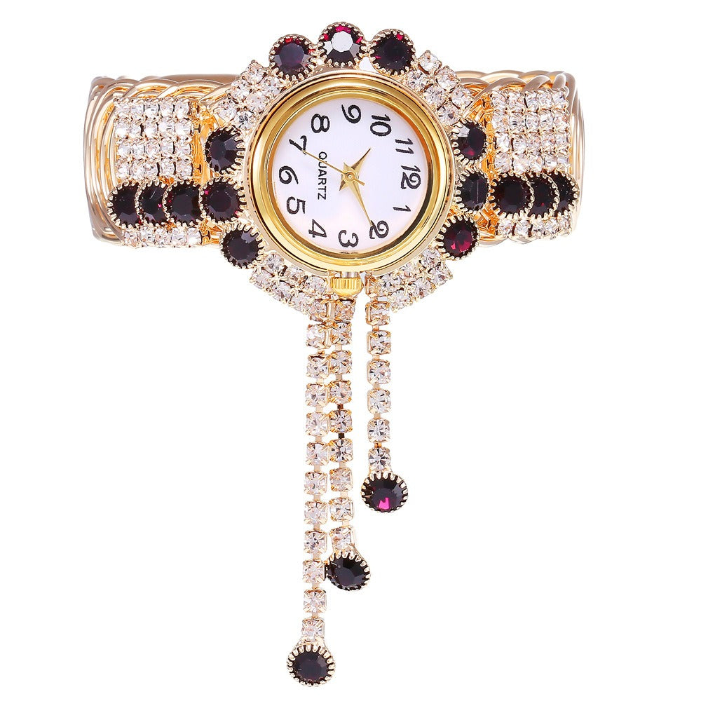 New Fashion Women's Full Diamond Alloy Fashion Watch Creative Tassel Quartz Bracelet Watch Women's Style - V.I.P Digital Presence