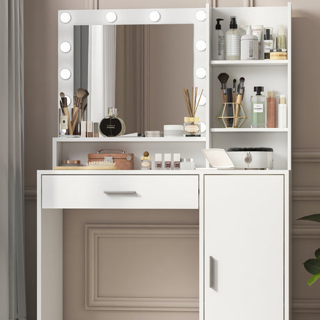 Makeup Vanity Desk with Mirror & Light - V.I.P Digital Presence