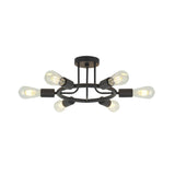 6 Light Modern Sputnik Lights Semi Flush Mount Ceiling Light Black Finished - V.I.P Digital Presence