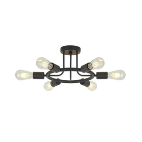 6 Light Modern Sputnik Lights Semi Flush Mount Ceiling Light Black Finished - V.I.P Digital Presence