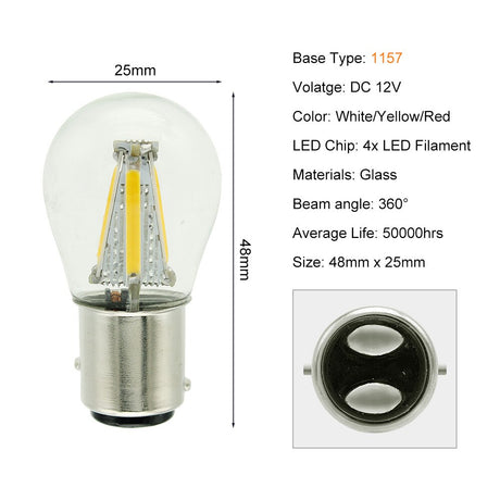1pcs 1156 P21W BA15S 1157 BAY15D COB LED Filament Chip Car Brake Lights Auto Reverse Bulb Parking Lamp 12V Red White Yellow - V.I.P Digital Presence