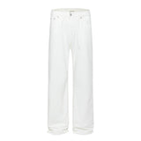 Loose Denim Pants Men's Street Trend Loose Straight Leg Trousers Pure Color Floor-Length Wide-Leg Long Pants - V.I.P Digital Presence