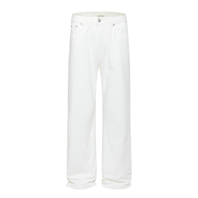 Loose Denim Pants Men's Street Trend Loose Straight Leg Trousers Pure Color Floor-Length Wide-Leg Long Pants - V.I.P Digital Presence