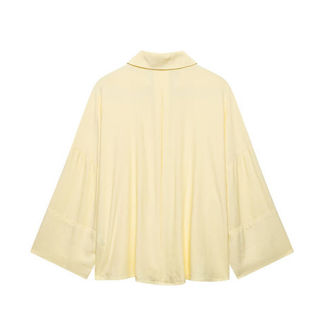 Style Women's Fashion Casual Loose Shirt with Long Wide Sleeves and Turn-Down Collar - V.I.P Digital Presence