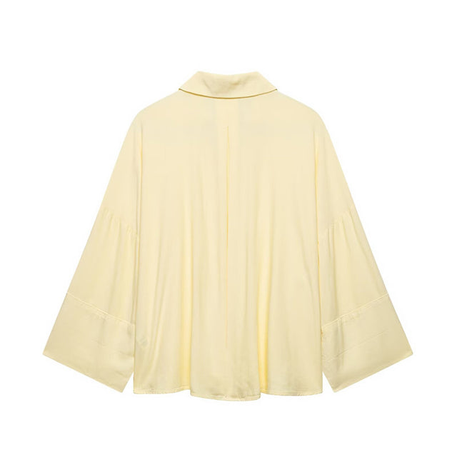 Style Women's Fashion Casual Loose Shirt with Long Wide Sleeves and Turn-Down Collar - V.I.P Digital Presence