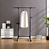 Short clothes hanger with chassis and wheels, heavy-duty rolling clothes hanger, black - V.I.P Digital Presence