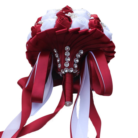 WifeLai-A Ramos De Novia Burgundy Artificial Flower Bridesmaid Wedding Bouquet - V.I.P Digital Presence
