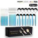 Cutlery Set Stainless Steel Knife Fork Set 24-Piece Tableware Set Golden Steak Knife Fork Spoon 6-Person Set - V.I.P Digital Presence