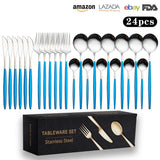 Cutlery Set Stainless Steel Knife Fork Set 24-Piece Tableware Set Golden Steak Knife Fork Spoon 6-Person Set - V.I.P Digital Presence