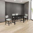 TREXM 5-Piece Counter Height Dining Set, Classic Elegant Table and 4 Chairs in Espresso and Beige - V.I.P Digital Presence
