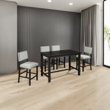 TREXM 5-Piece Counter Height Dining Set, Classic Elegant Table and 4 Chairs in Espresso and Beige - V.I.P Digital Presence