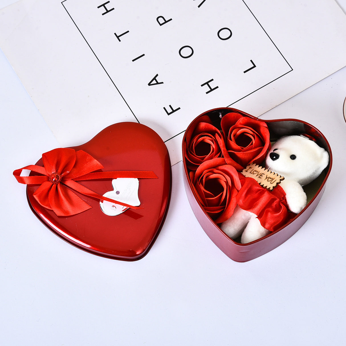 Valentines Day Gift Soap Flower Gift Rose Box Bears Bouquet Wedding Decoration Gift Festival Heart-shaped Box - V.I.P Digital Presence