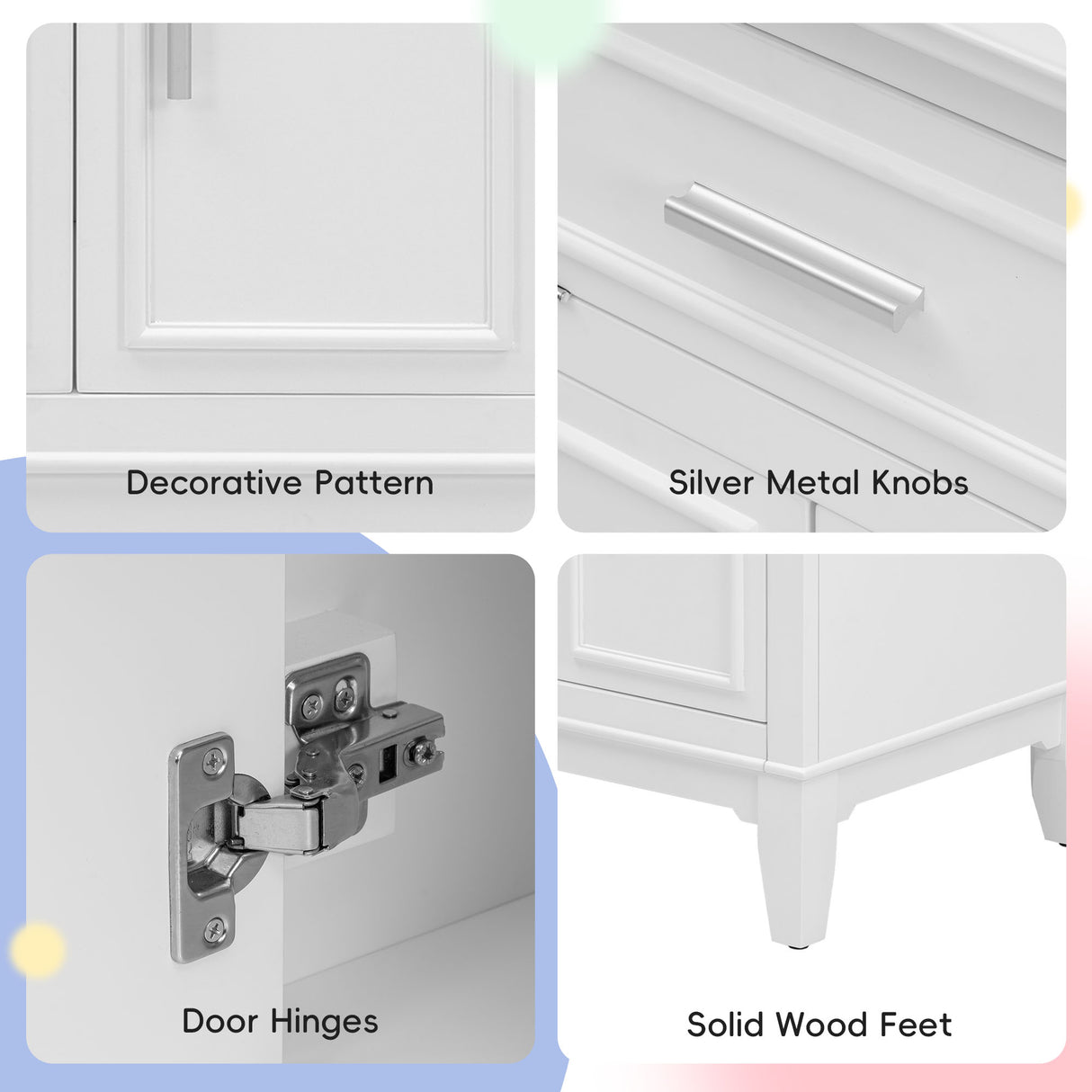 24" Bathroom Vanity with Sink, Bathroom Vanity Cabinet with One Flip Drawer and Doors, Solid Wood and MDF, White - V.I.P Digital Presence
