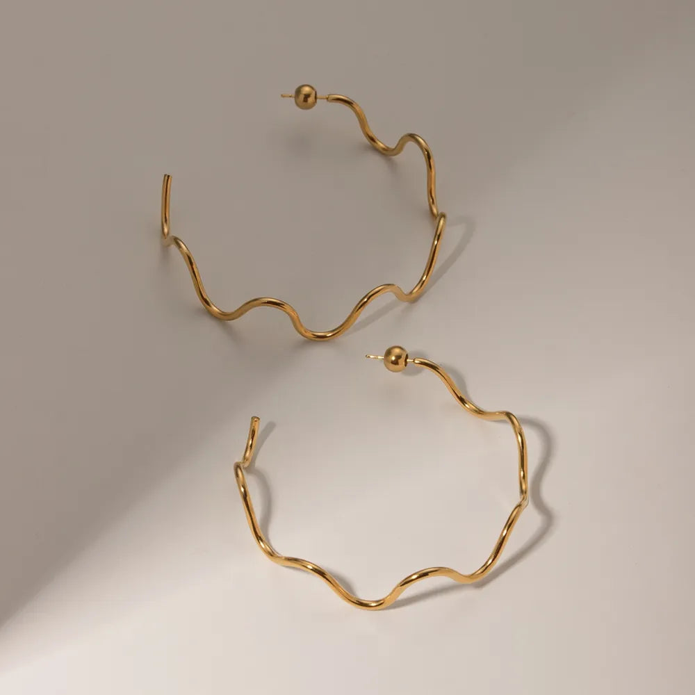 Stainless Steel Wave Shape C-Hoop Earrings - V.I.P Digital Presence