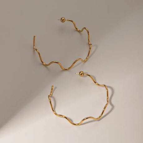 Stainless Steel Wave Shape C-Hoop Earrings - V.I.P Digital Presence