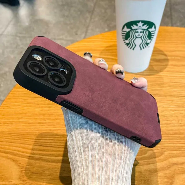 Funda de teléfono de cuero suave mate de lujo para iPhone 15, 14 Plus, 13, 12, 11 Pro Max, 7, 8Plus SE, protección de lente, cubierta de silicona a prueba de golpes 