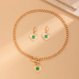 Fashionable diamond studded heart-shaped pendant necklace with a light luxury style and metallic feel, Necklace set - V.I.P Digital Presence